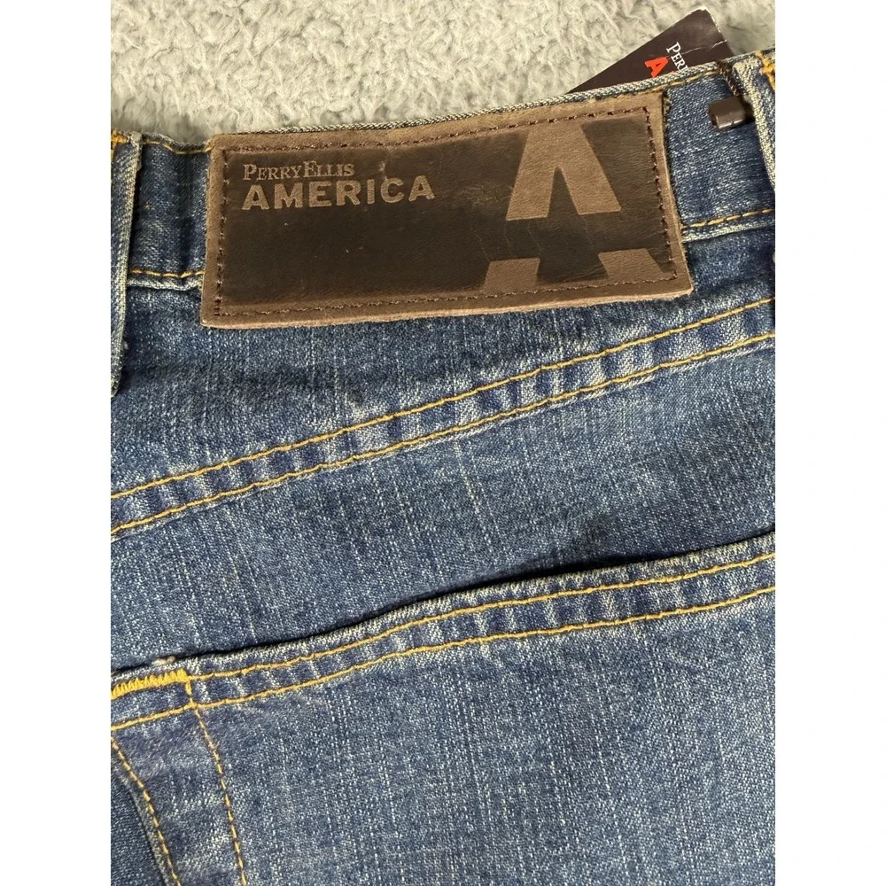 NEW Perry Ellis America 429 Medium Stone Wash Straight Leg jeans Mens 32 x 32